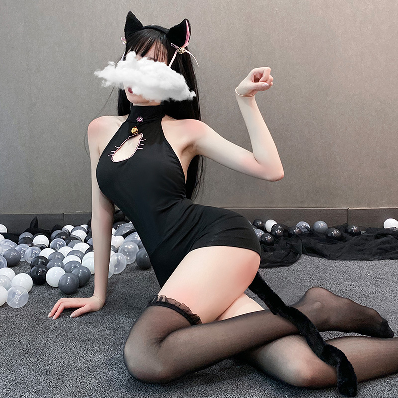 大码性感紧身猫女郎女装大佬反串超短裙超薄伪娘服装cosplay用品