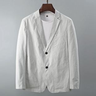 深八度夏季高档薄款单西外套定制棉混纺透气有型单层西服便西单西