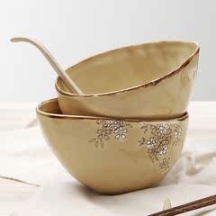 异形创意日式樱花陶瓷器餐具套装 家用特色手绘米饭碗面碗大汤碗
