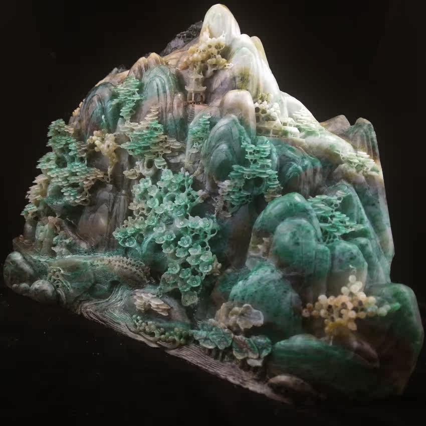 中国四大名玉 独山玉锦绣前程山水摆件 6815.00g