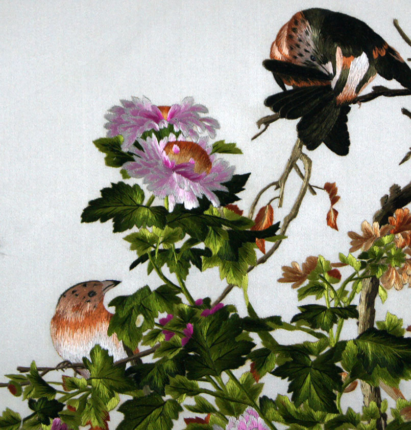 苏绣单面绣 《郎世宁花鸟》