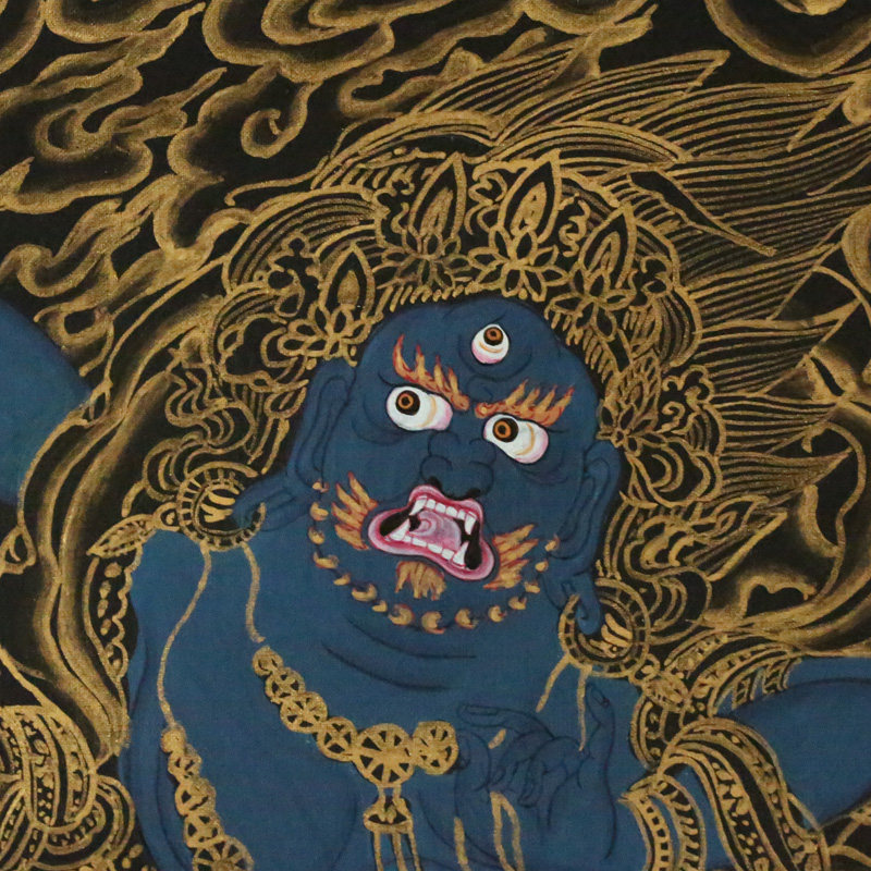 藏式纯手绘除恶降魔唐卡 金刚手 佛法加持