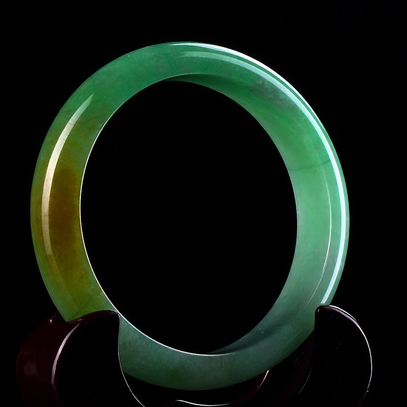 老坑冰种水润双色翡翠手镯 圈口:61mm68.85g