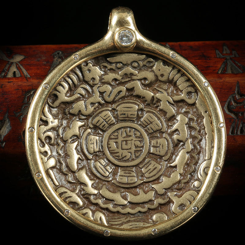 观音寺 藏传九宫八卦咒牌 包18k金 佛法加持