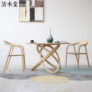 Qingmutang simple modern Nordic ash solid wood custom-made designer recommended restaurant round dining table