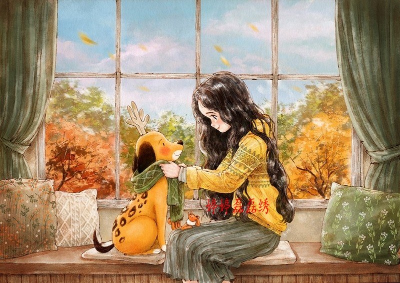 印花法国dmc十字绣套件儿童卧室森林女孩日记温暖十字绣套件