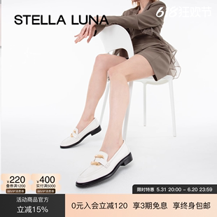 STELLA LUNA女鞋春夏胡可同款小皮鞋英伦学院风牛皮平底鞋乐福鞋