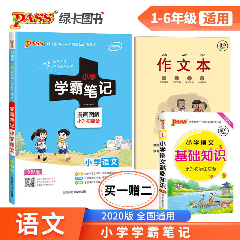 pass绿卡图书 小学学霸笔记语文 2020新版语文基础知识大全教辅书 小学毕业升学总复习全解资料 六年级小升初语文漫画图解全彩版