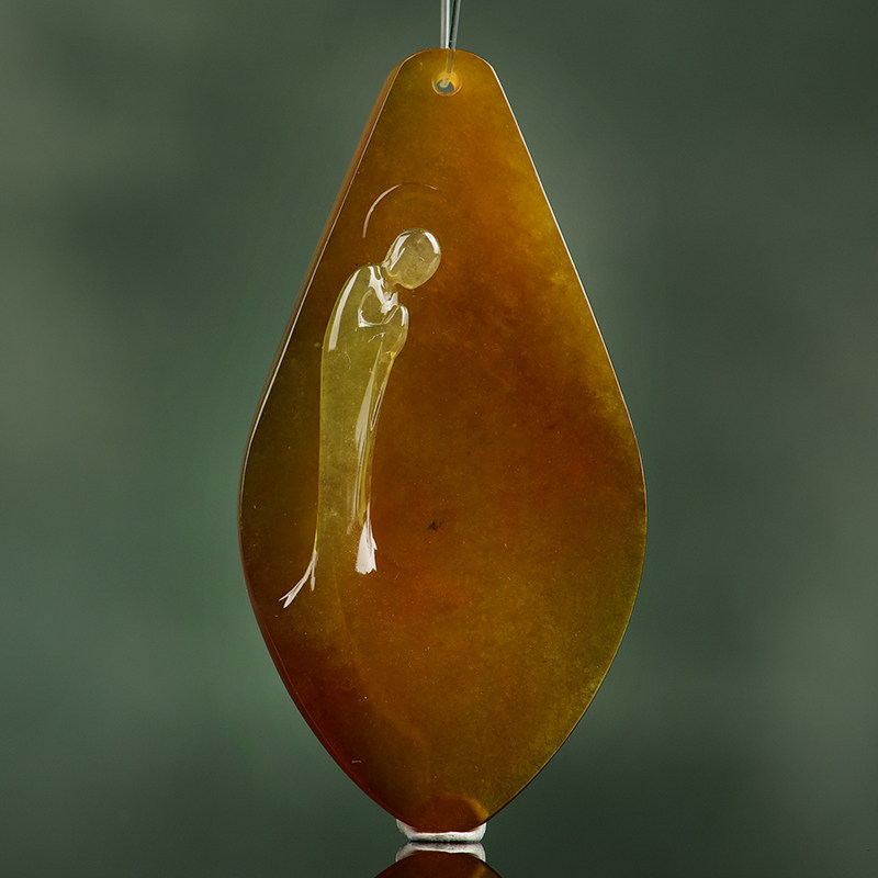 王国清大师作品红翡《佛心禅境》翡翠吊坠 11.44g