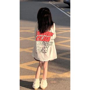 女童学院风短袖t恤女学生中长款夏季韩版宽松慵懒风小众上衣ins潮