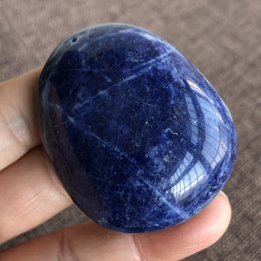 天然蓝矿石蓝纹石把玩杂石原矿石手把件已打孔送绳