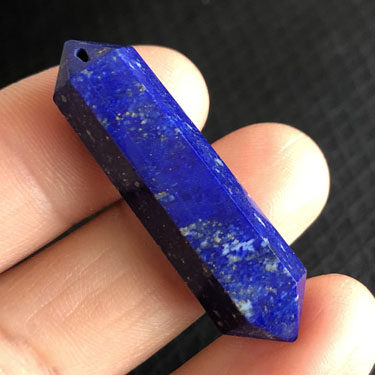 千蕊天然青金石吊坠青金石灵摆毛衣链双头尖艳蓝配绳实物