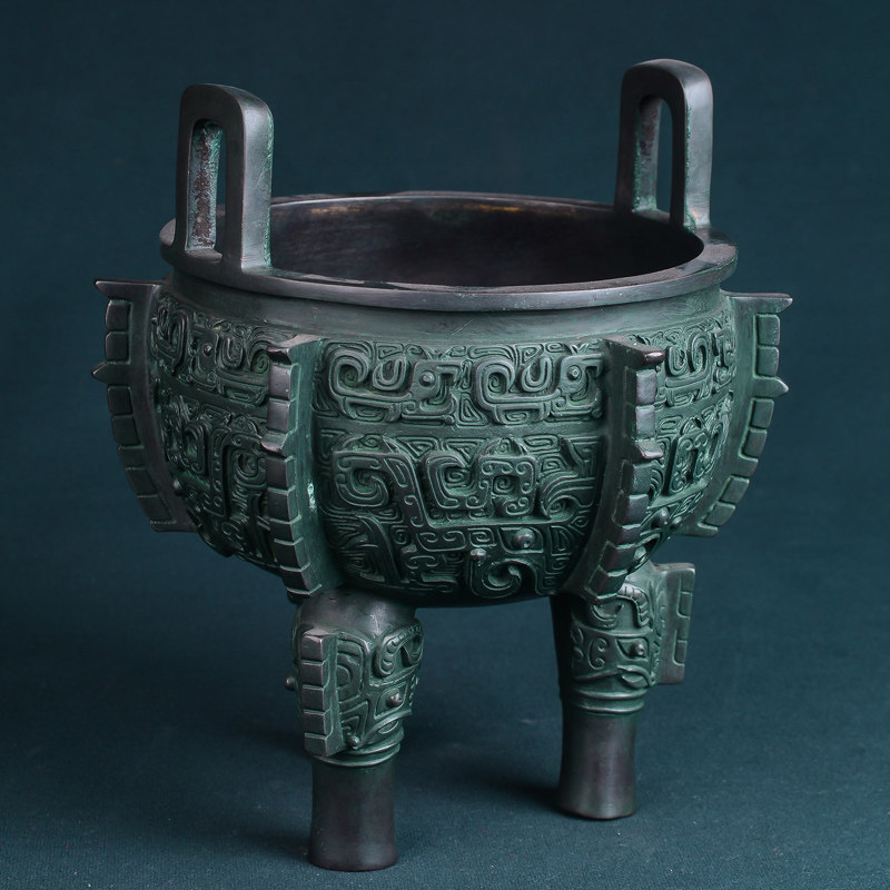 3.57kg 三足青铜仿古冲天耳香炉 辟邪护身 佛法加持