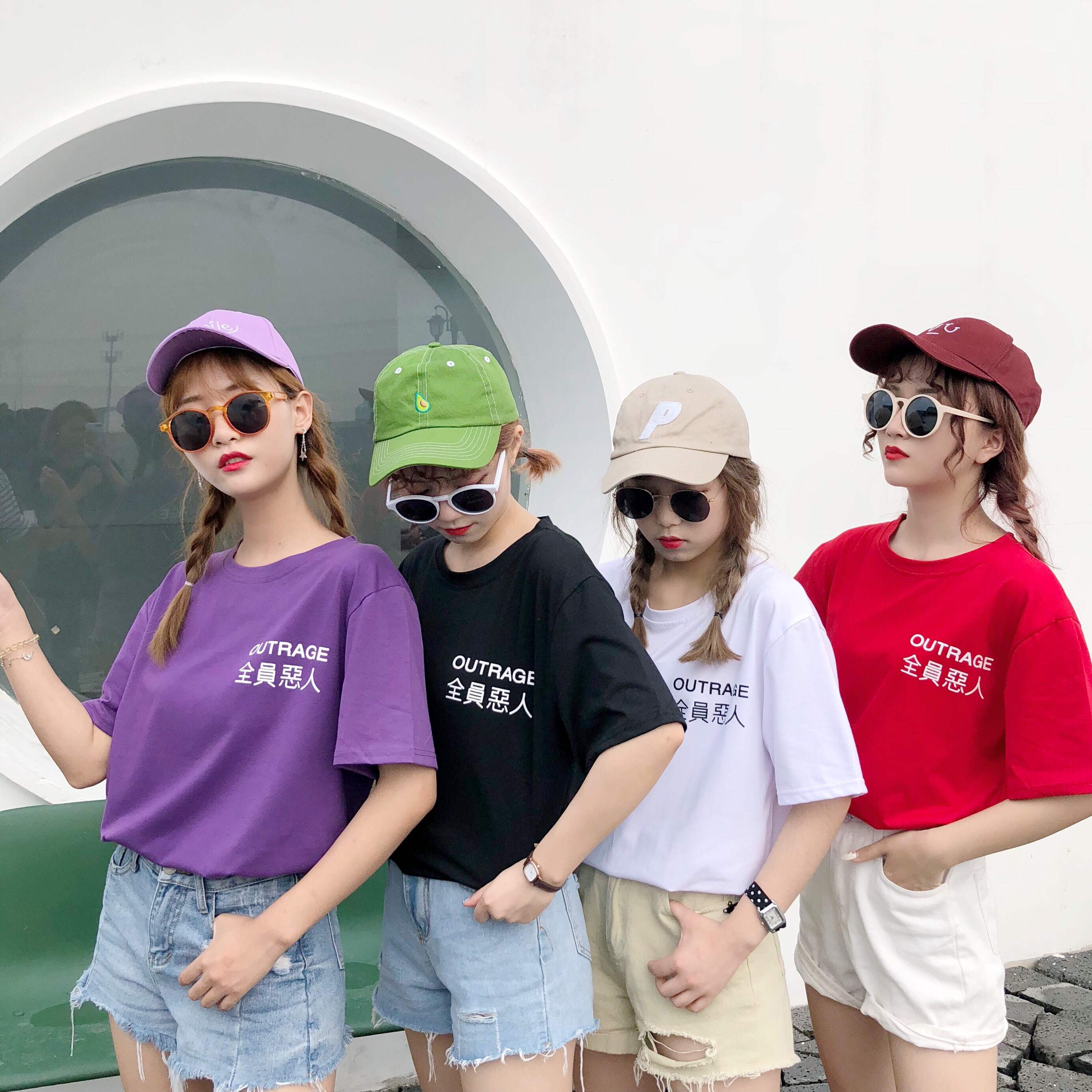 霸气女装学生女 个性_夏装女装韩版霸气个性文字印花闺蜜短袖t恤宽松