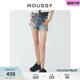 明星同款 MOUSSY 四粒扣下摆破损毛边短款牛仔裤028GSN11-0050