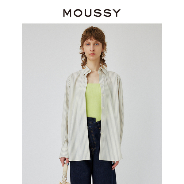 MOUSSY 条纹解构设计清爽感长袖衬衫女010GS730-2780