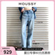 MOUSSY夏季新品经典高腰水洗直筒牛仔裤028GAS11-5050