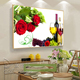现代简约餐厅装饰画清新水果有框挂画单幅厨房饭厅墙壁画花卉酒杯