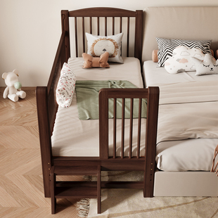 榉木儿童拼接床高低可升降护栏实木加宽床边宝宝婴儿小床拼接大床
