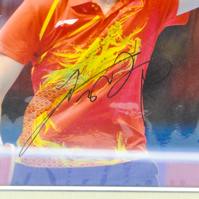 里约奥运会乒乓球女团冠军李晓霞亲笔签名照片 相框边框有损