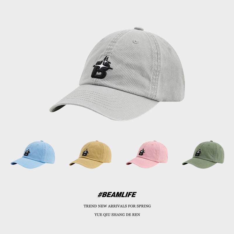 beamlife小字母b立体刺绣原创水洗复古棒球帽ins男女遮阳鸭舌帽子