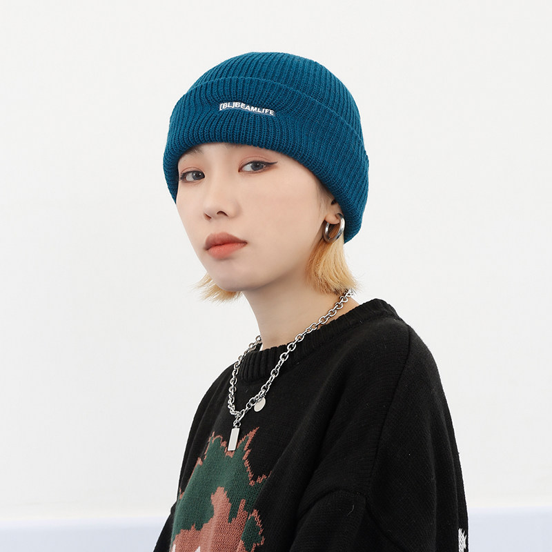 beamlife 毛线帽男女秋冬季字母刺绣简约街头嘻哈冷帽子潮针织帽