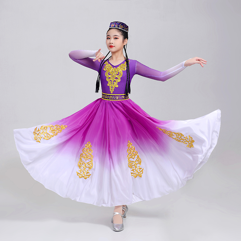 新款新疆舞蹈演出服儿童小小古丽维吾族舞蹈服女童幼儿少数民族服