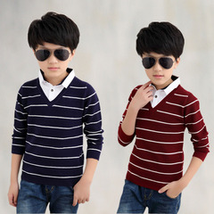 男童毛衣童装秋冬新款韩版中大童儿童衬衫领针织羊毛衫打底衫外套