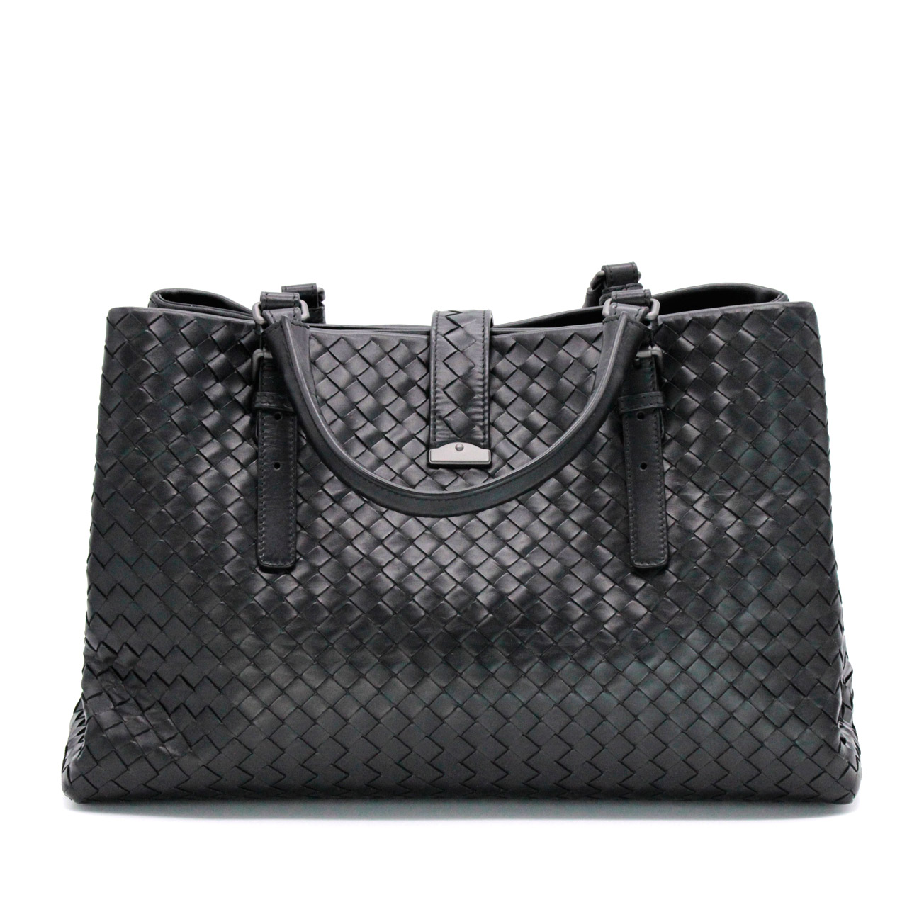 【9.8新】bottega veneta宝缇嘉黑色编织手提包