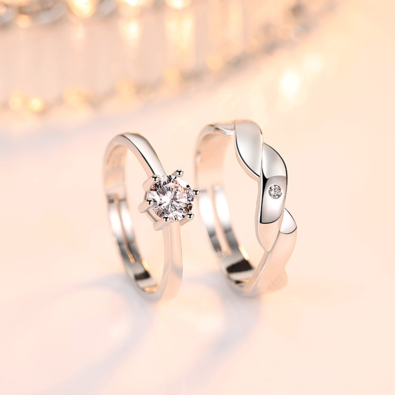 伊洛传芳情侣戒指女925银对戒男韩版戒指饰品一对活开口生日礼物