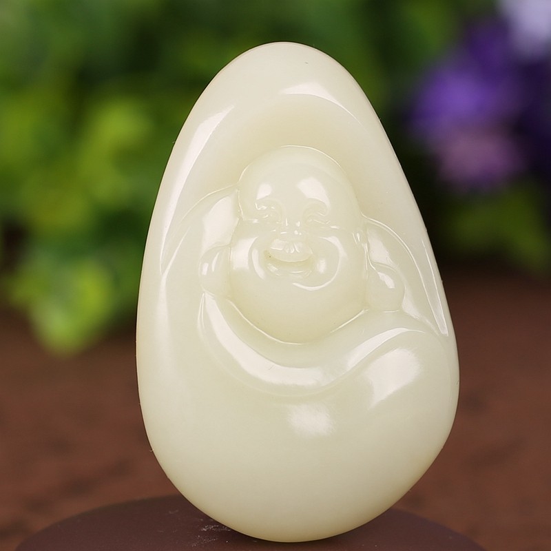 苏工精雕和田玉弥勒佛挂件重60.2436克