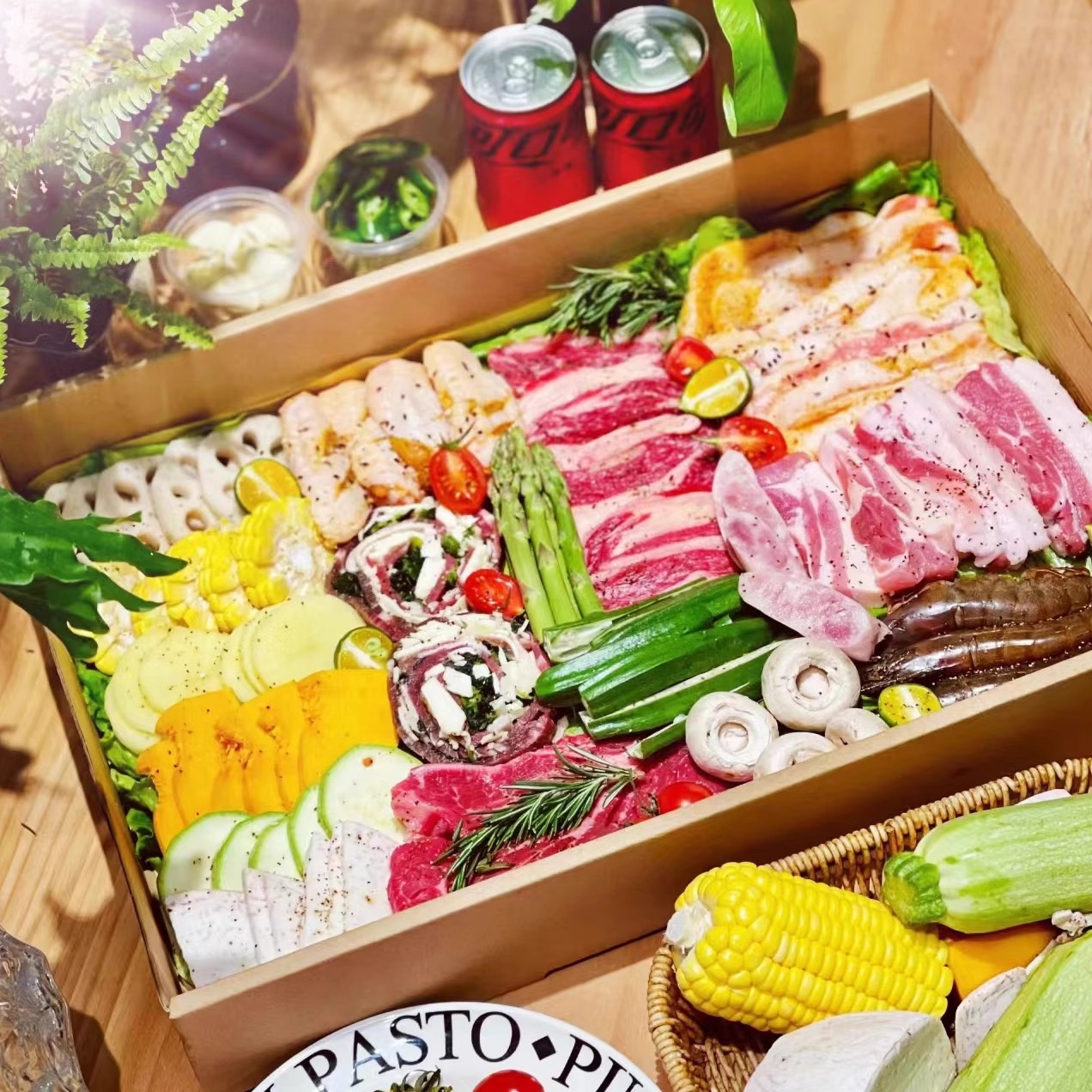 野餐盒子一次性餐盒春游户外露营寿司便当烤肉牛皮纸打包盒长方形