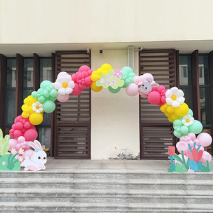 六一儿童节气球拱门立柱装饰学校幼儿园大门活动氛围场景布置路引