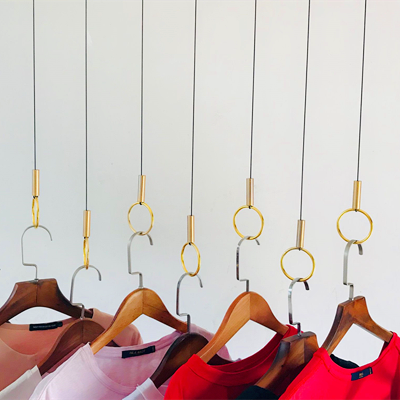 服装店衣架挂钩吊环衣服悬挂链条吊挂装饰吊顶上墙装修展示架吊架