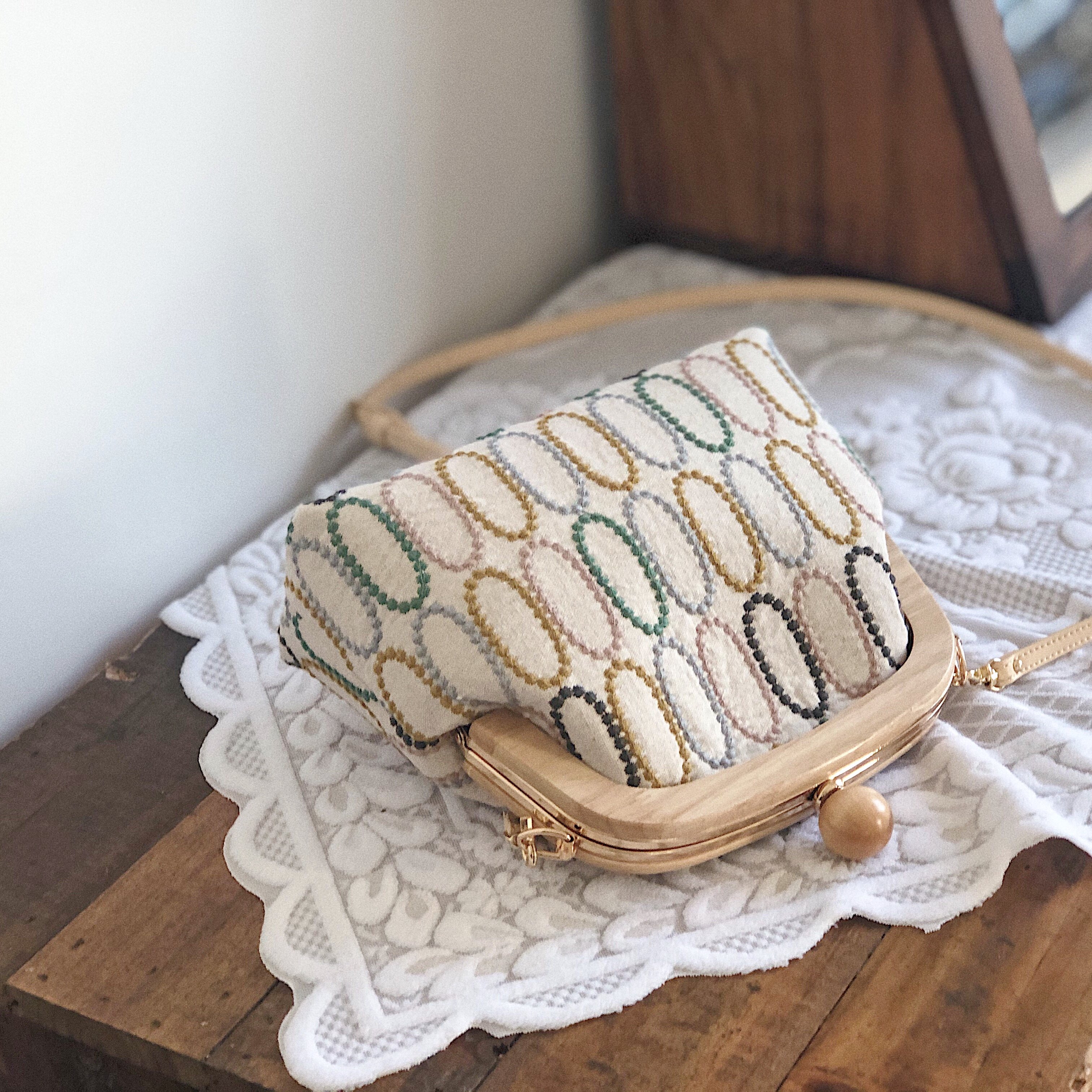 圆圈小雏菊图案布艺diy包包重工立