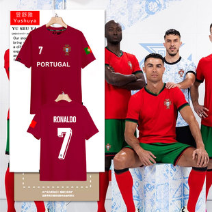 2024欧洲杯葡萄牙队服C罗足球衣服球迷服短袖t恤衫男女纯棉半袖体