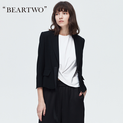 【商场同款】BEARTWO 2017秋冬新通勤修身纯色西装外套BC7A804500