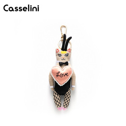 【天猫限定】casselini日系纯手工书包挂件DIY猫咪钥匙挂件公仔潮