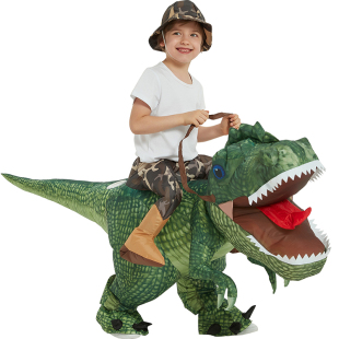 万圣节儿童服装骑恐龙装扮道具玩具霸王龙小恐龙充气衣服儿童成人