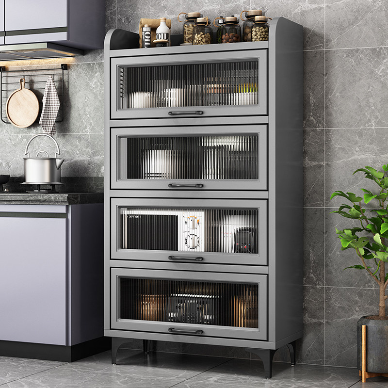 厨房置物架落地多层多功能餐边柜带门橱柜碗筷盘碟锅具收纳储物柜