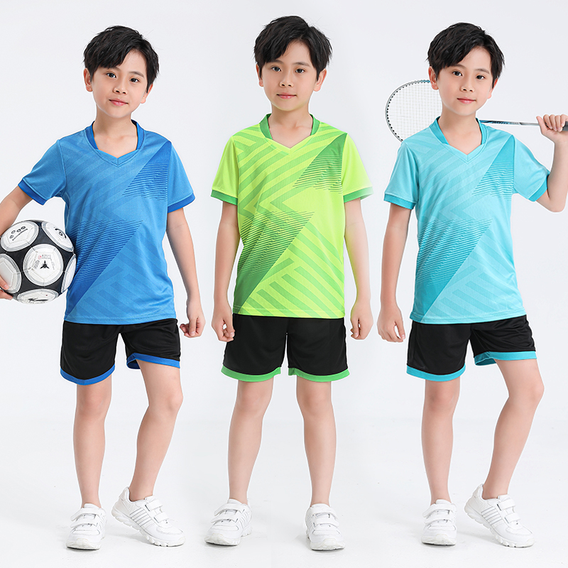 夏季男童女童跑步运动套装透气男孩儿童短袖速干衣套装足球服球衣