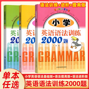 小学英语语法训练2000题 基础版+提高版+进阶版全3册 三四五六年级适用 专项训练学生用书 教材同步基础辅导练习题 语法大全一本通