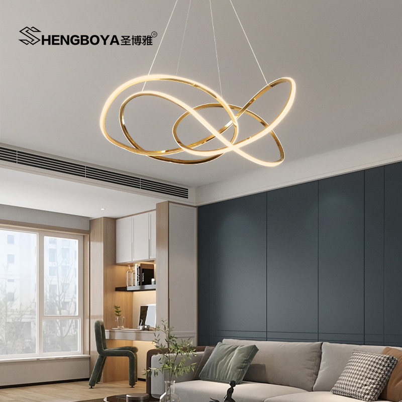 现代轻奢客厅吊灯不锈钢简约线条别墅餐厅设计师家用创意大厅主灯