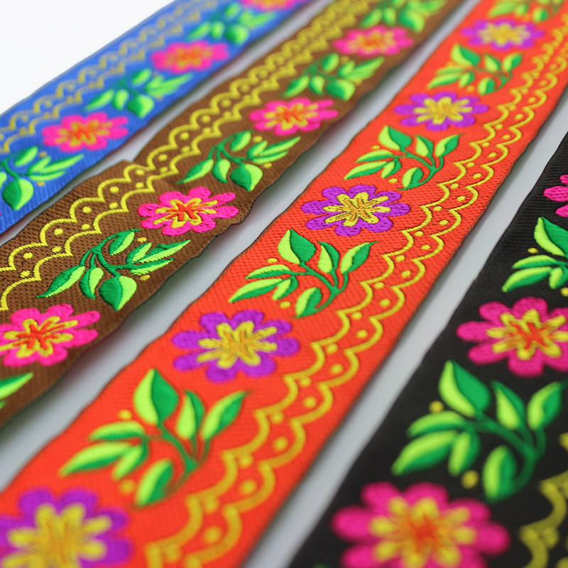 c顶5cm宽5米长苗族苗服花边辅料少数民族苗绣花朵织带颜色需备注