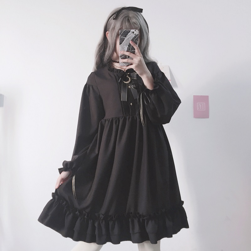 現貨Lolita日常裙蝴蝶結甜美可愛雪紡長袖春裝少女蘿莉公主連衣裙在類目 女裝/女士精品, 連衣裙中 - 來自Buy2taobao.com提供專業的淘寶代購服務