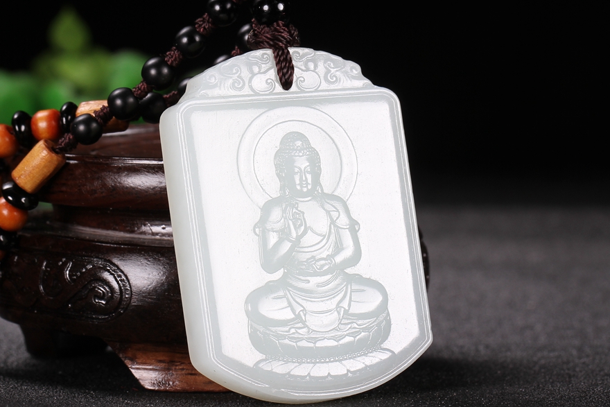 【大日如来】和田玉 大日如来玉牌挂件47.40克