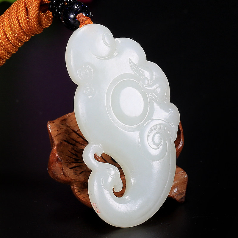 和田玉羊脂白玉仿古凤挂件20.28克