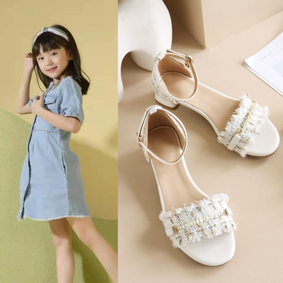 女童凉鞋女孩子公主鞋2022夏季新款软底防滑小学生时尚儿童高跟鞋