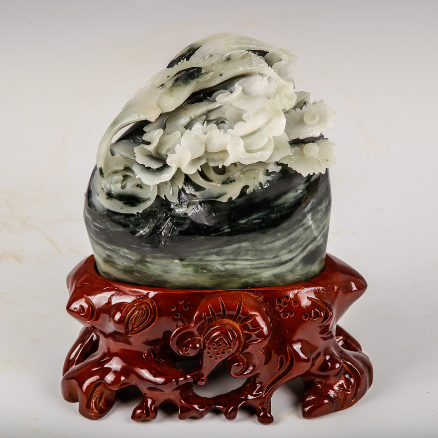 《凤凰牡丹》精品独山玉摆件 2383g