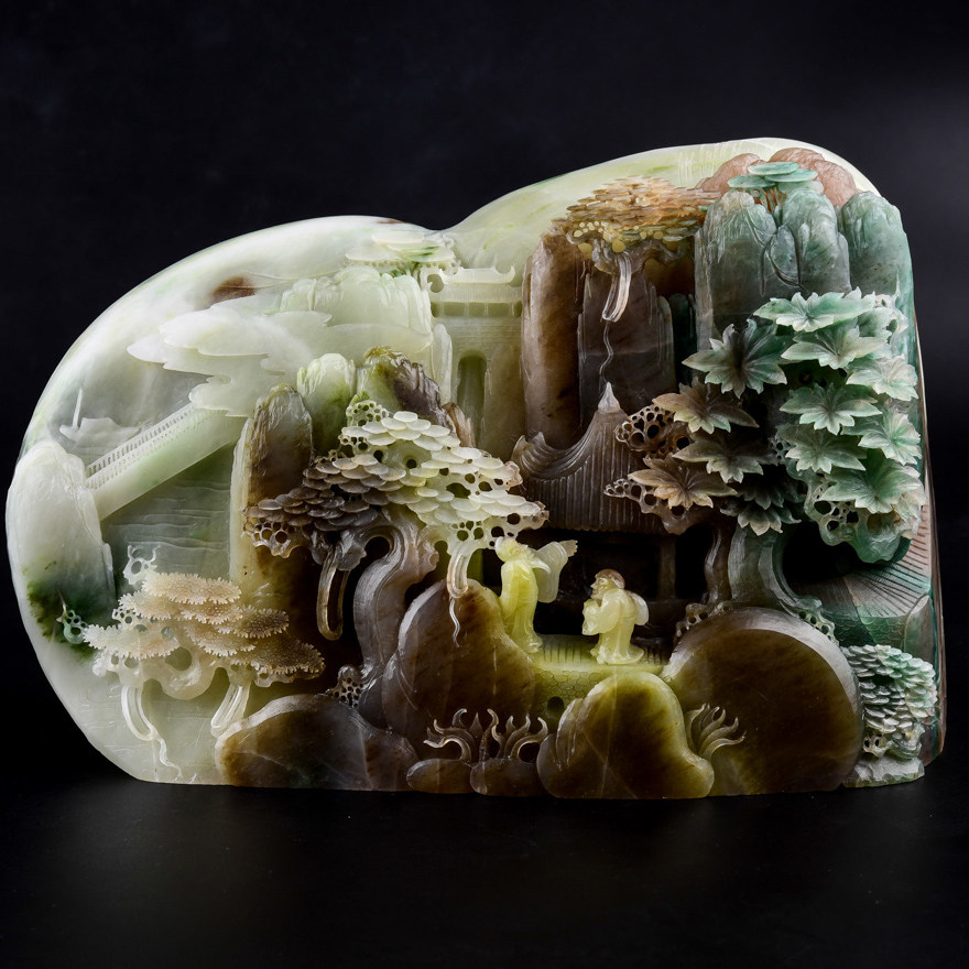 中国四大名玉 独山玉山水意境摆件 4274.00g